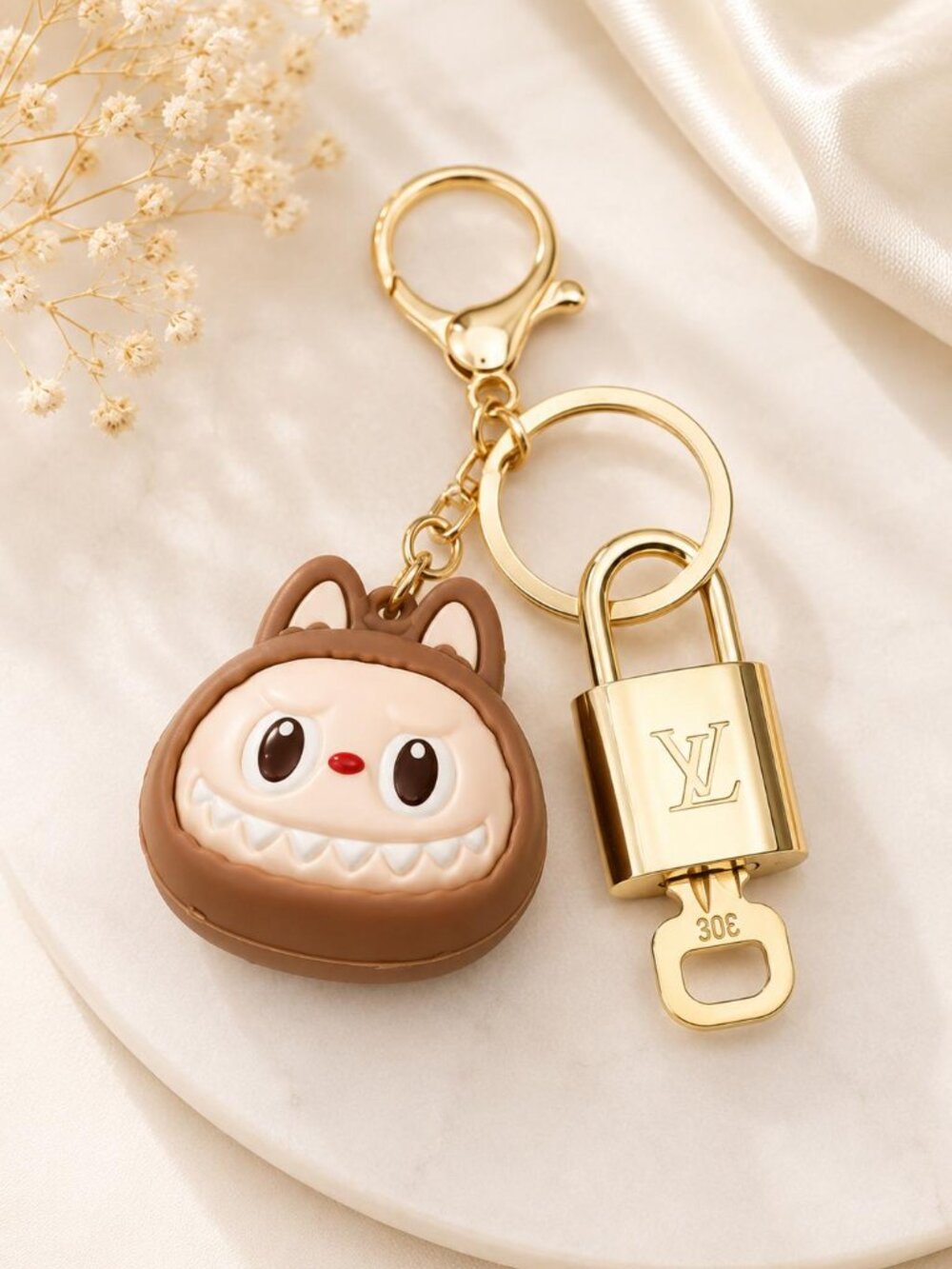 Louis Vuitton Gold Lock 🔑 Authentic LV Padlock + Bag Unbranded Labubu Charm